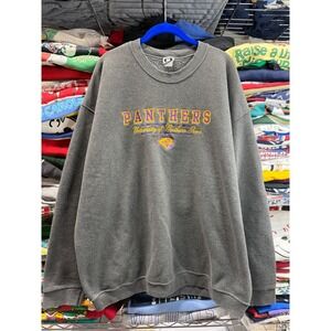 VTG 90s University of Northern Iowa Panthers Sweatshirt Grey Embroidered XL 5225